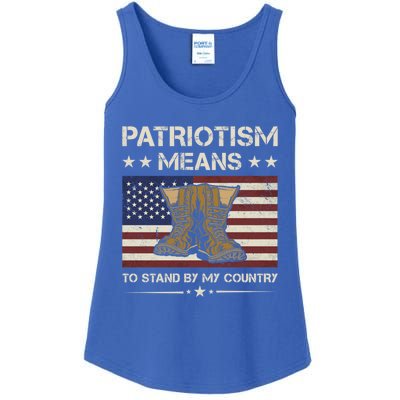 America Patriotism Means To Stand By My Country Army Veteran Cute Gift Ladies Essential Tank