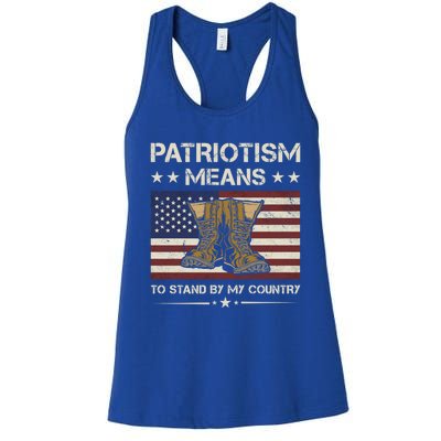 America Patriotism Means To Stand By My Country Army Veteran Cute Gift Women's Racerback Tank