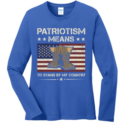 America Patriotism Means To Stand By My Country Army Veteran Cute Gift Ladies Long Sleeve Shirt