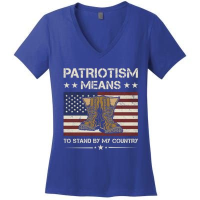 America Patriotism Means To Stand By My Country Army Veteran Cute Gift Women's V-Neck T-Shirt