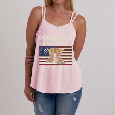 America Patriotism Means To Stand By My Country Army Veteran Cute Gift Women's Strappy Tank