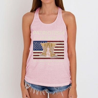 America Patriotism Means To Stand By My Country Army Veteran Cute Gift Women's Knotted Racerback Tank