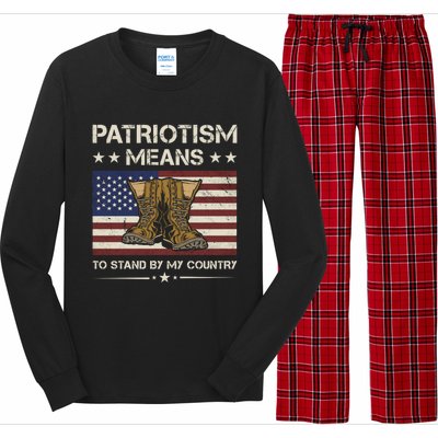 America Patriotism Means To Stand By My Country Army Veteran Gift Long Sleeve Pajama Set