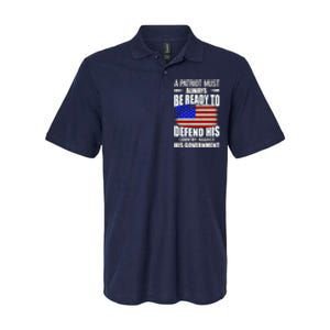 A Patriot Must Always Be Ready To Defend His County Against His Government Softstyle Adult Sport Polo