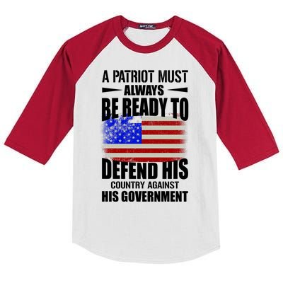 A Patriot Must Always Be Ready To Defend His County Against His Government Kids Colorblock Raglan Jersey