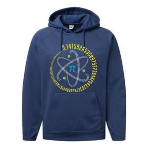 Atom Pi Math Science Stem Gift 3 14 Pi Day Gift Performance Fleece Hoodie