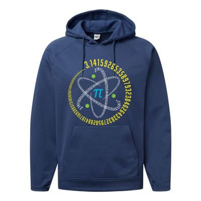 Atom Pi Math Science Stem Gift 3 14 Pi Day Gift Performance Fleece Hoodie