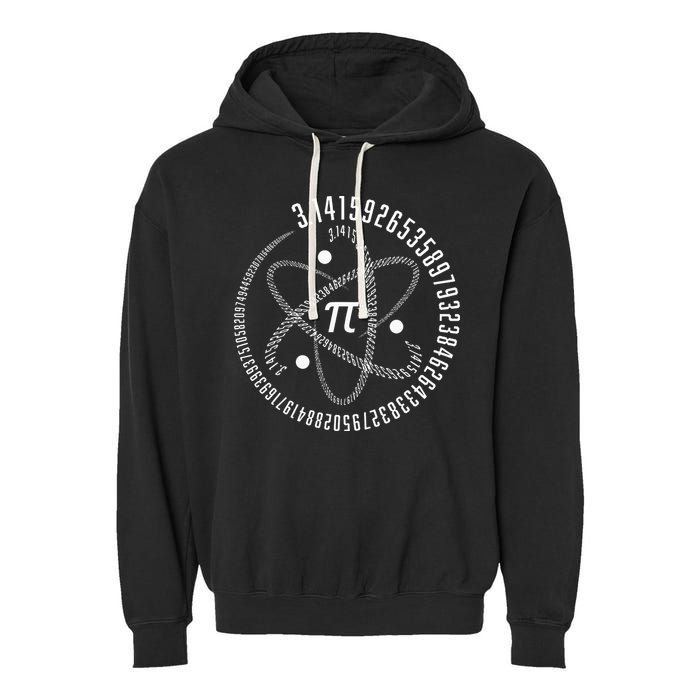 Atom Pi Math Science STEM Gift 3.14 Pi Day Garment-Dyed Fleece Hoodie