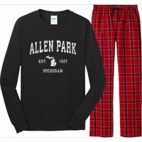 Allen Park Michigan Mi Vintage Sports Long Sleeve Pajama Set