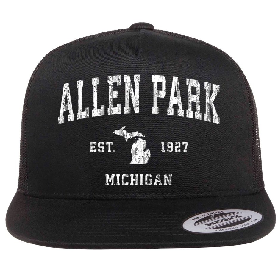 Allen Park Michigan Mi Vintage Sports Flat Bill Trucker Hat