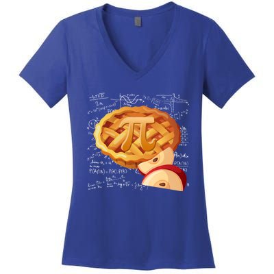 Apple Pie Math Gift Pi Day Funny Halloween Thanksgiving Gift Women's V-Neck T-Shirt