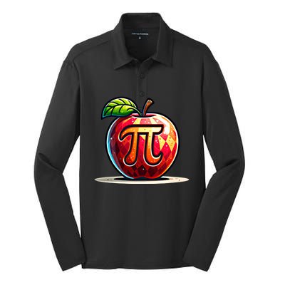 Apple Pi Math Lover Teacher Nerd Geek Funny Pi Day Gift Silk Touch Performance Long Sleeve Polo