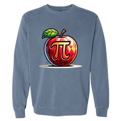 Apple Pi Math Lover Teacher Nerd Geek Funny Pi Day Gift Garment-Dyed Sweatshirt