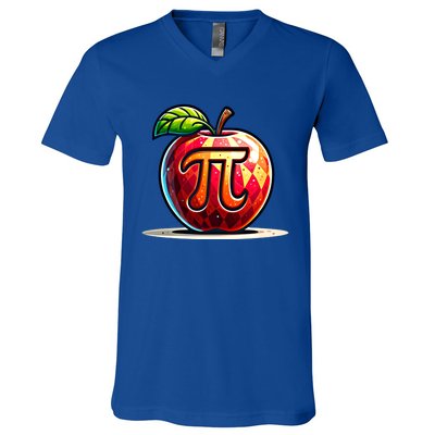 Apple Pi Math Lover Teacher Nerd Geek Funny Pi Day Gift V-Neck T-Shirt