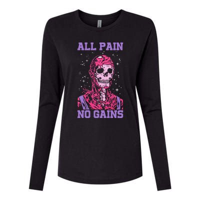 All Pain No Gains Gift Womens Cotton Relaxed Long Sleeve T-Shirt