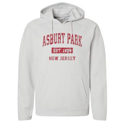 Asbury Park New Jersey Nj Vintage Sports Performance Fleece Hoodie