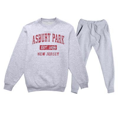 Asbury Park New Jersey Nj Vintage Sports Premium Crewneck Sweatsuit Set