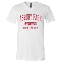 Asbury Park New Jersey Nj Vintage Sports V-Neck T-Shirt