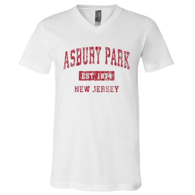 Asbury Park New Jersey Nj Vintage Sports V-Neck T-Shirt