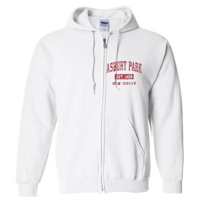 Asbury Park New Jersey Nj Vintage Sports Full Zip Hoodie