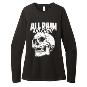 All Pain No Gains Skull Fitness Gym Slogans For Bodybuilders Great Gift Womens CVC Long Sleeve Shirt