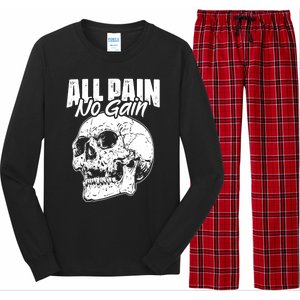 All Pain No Gains Skull Fitness Gym Slogans For Bodybuilders Great Gift Long Sleeve Pajama Set