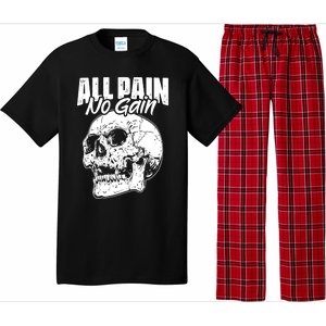 All Pain No Gains Skull Fitness Gym Slogans For Bodybuilders Great Gift Pajama Set