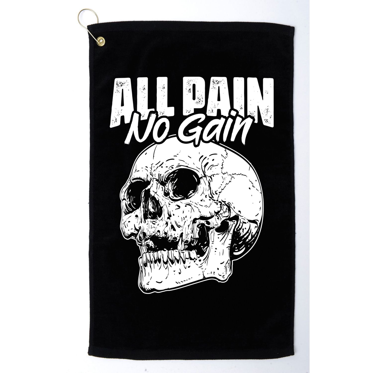 All Pain No Gains Skull Fitness Gym Slogans For Bodybuilders Great Gift Golf Towel