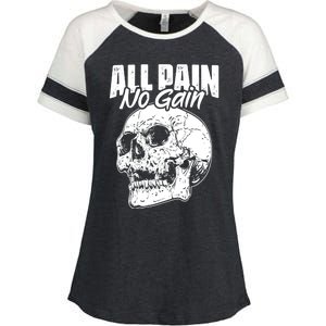 All Pain No Gains Skull Fitness Gym Slogans For Bodybuilders Great Gift Enza Ladies Jersey Colorblock Tee