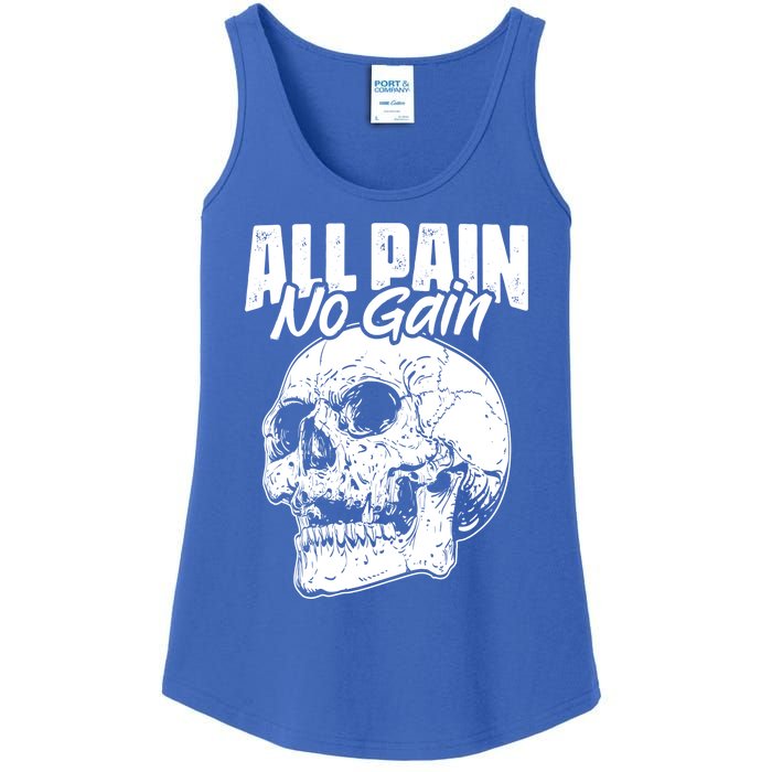 All Pain No Gains Skull Fitness Gym Slogans For Bodybuilders Great Gift Ladies Essential Tank