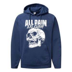 All Pain No Gains Skull Fitness Gym Slogans For Bodybuilders Great Gift Performance Fleece Hoodie