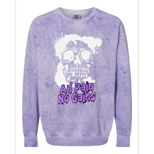 All Pain No Gains Weightlifting Powerlifting Skull Gift Colorblast Crewneck Sweatshirt