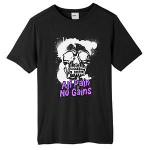 All Pain No Gains Weightlifting Powerlifting Skull Gift Tall Fusion ChromaSoft Performance T-Shirt