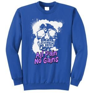 All Pain No Gains Weightlifting Powerlifting Skull Gift Sweatshirt