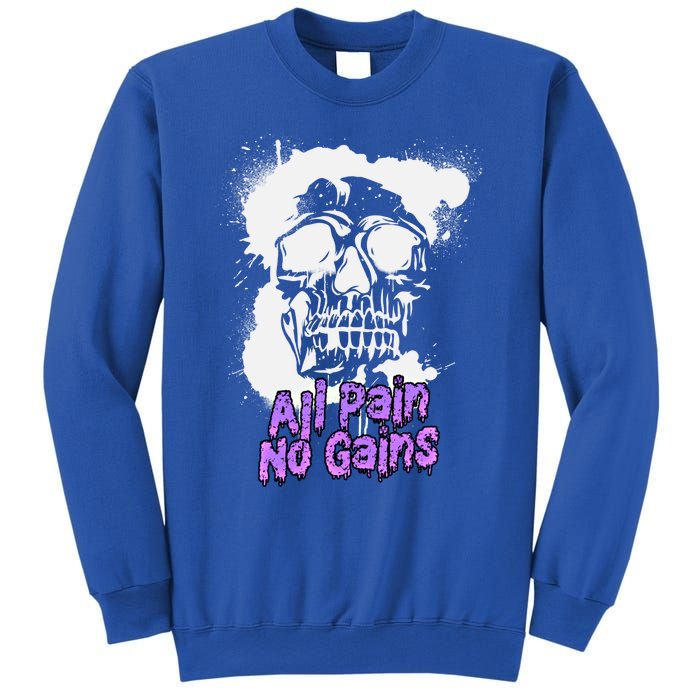 All Pain No Gains Weightlifting Powerlifting Skull Gift Sweatshirt