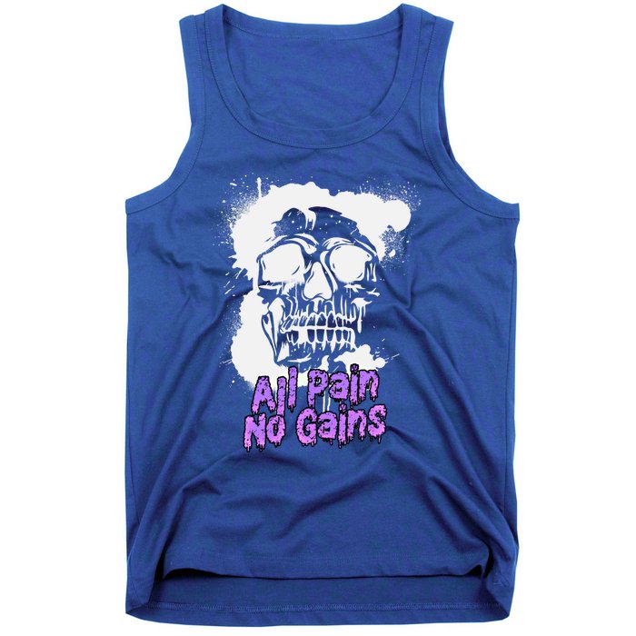 All Pain No Gains Weightlifting Powerlifting Skull Gift Tank Top