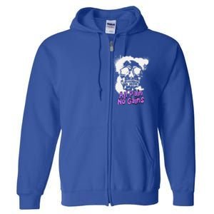 All Pain No Gains Weightlifting Powerlifting Skull Gift Full Zip Hoodie