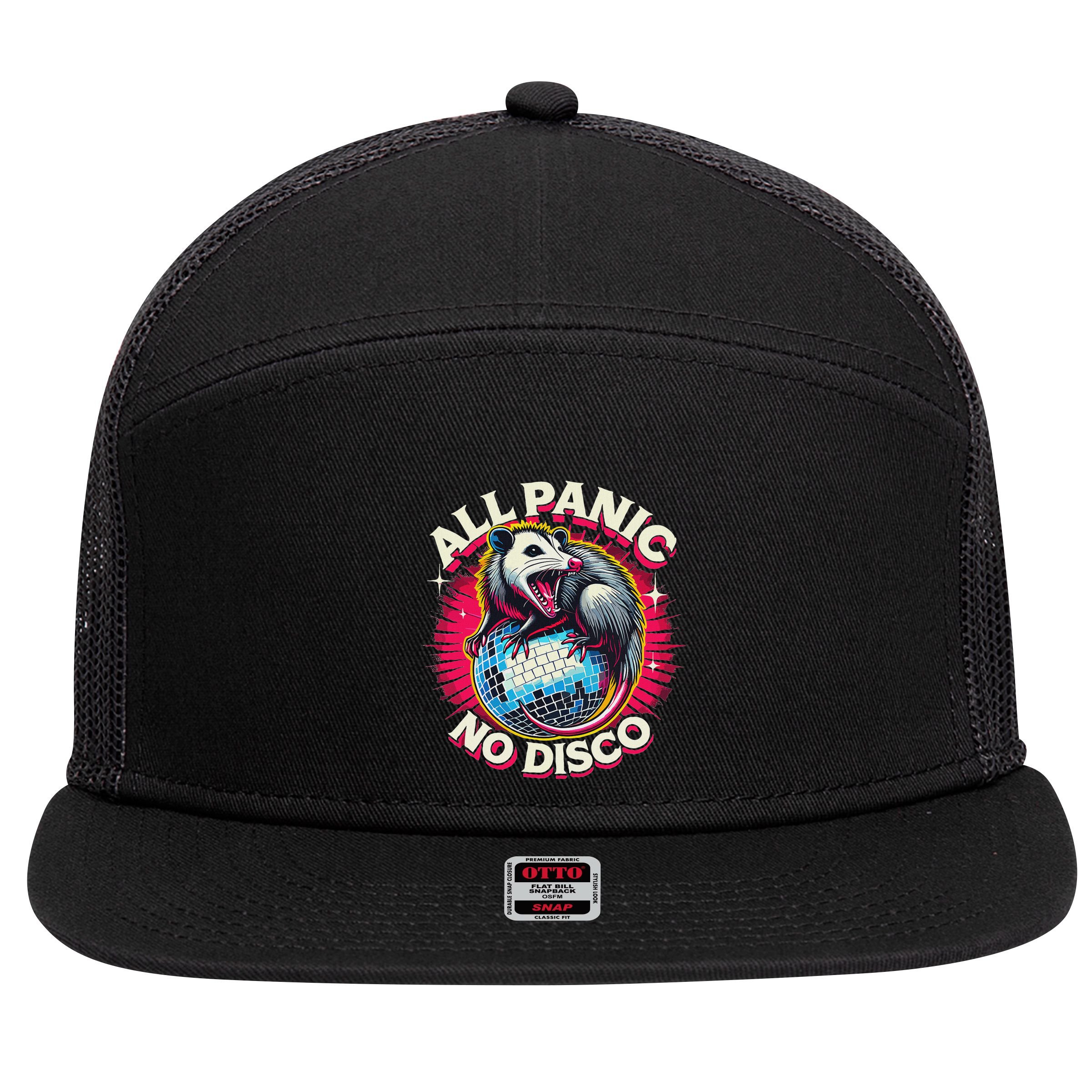 All Panic No Disco Opossum Funny Screaming Possum 7 Panel Mesh Trucker Snapback Hat