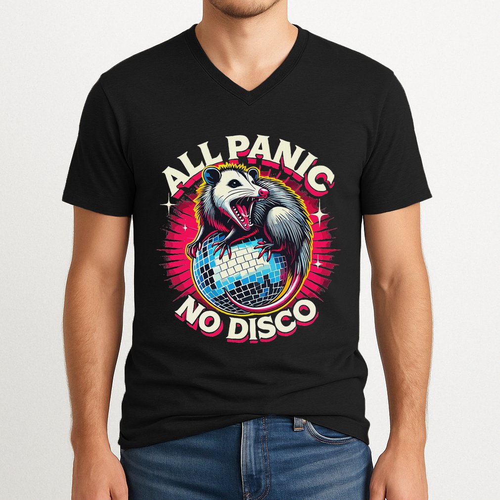 All Panic No Disco Opossum Funny Screaming Possum V-Neck T-Shirt