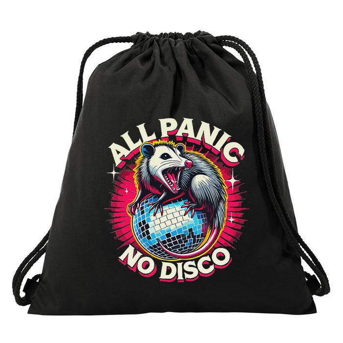 All Panic No Disco Opossum Funny Screaming Possum Drawstring Bag