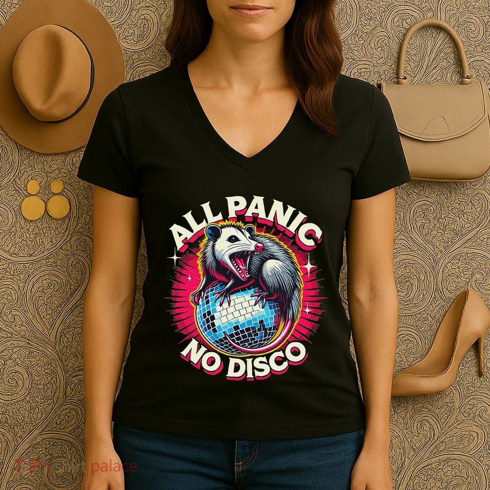 All Panic No Disco Opossum Funny Screaming Possum Women's V-Neck T-Shirt