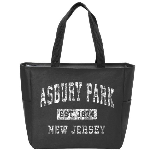 Asbury Park New Jersey NJ Vintage Established Sports Design Zip Tote Bag