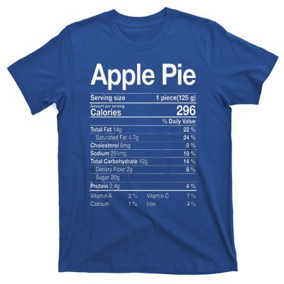 Apple Pie Nutrition Facts Label Costume Thanksgiving Gifts T-Shirt