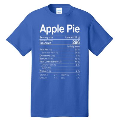 Apple Pie Nutrition Facts Label Costume Thanksgiving Gifts Tall T-Shirt