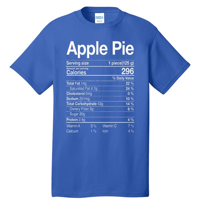 Apple Pie Nutrition Facts Label Costume Thanksgiving Gifts Tall T-Shirt