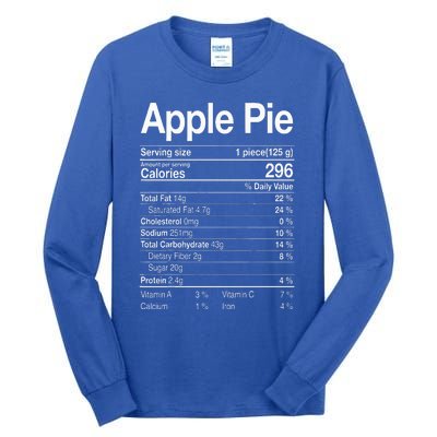 Apple Pie Nutrition Facts Label Costume Thanksgiving Gifts Tall Long Sleeve T-Shirt