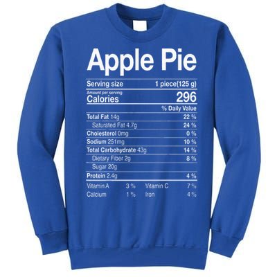 Apple Pie Nutrition Facts Label Costume Thanksgiving Gifts Tall Sweatshirt