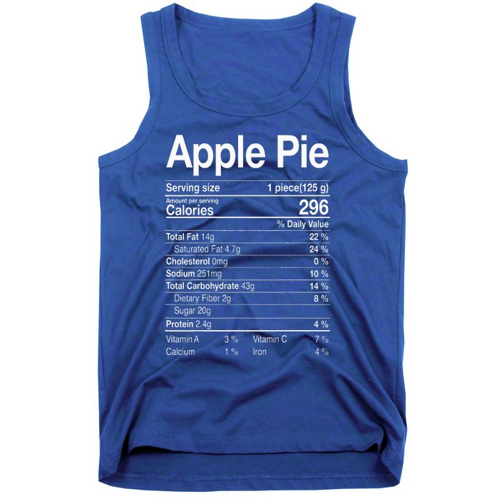 Apple Pie Nutrition Facts Label Costume Thanksgiving Gifts Tank Top