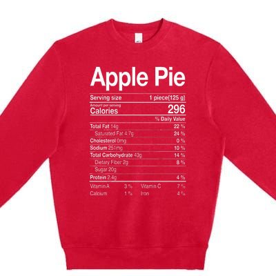 Apple Pie Nutrition Facts Label Costume Thanksgiving Gifts Premium Crewneck Sweatshirt