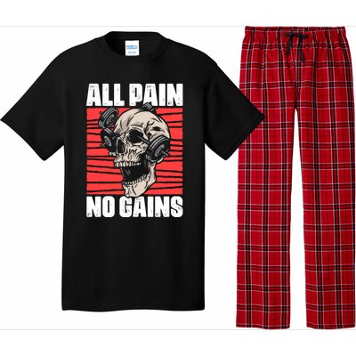 All Pain No Gains Fitness Gym Slogans For Bodybuilders Gift Pajama Set